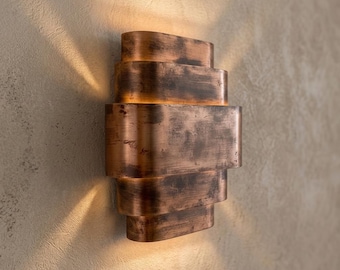 Handmade Hammered Copper Wall Sconce: Moroccan Boho Light