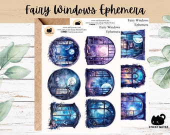 Fairy Window Ephemera Stickers for Planners & Journals | Fantay Moonlight Decorative Junk Journal Stickers | Fairycore Scrapbooking Stickers