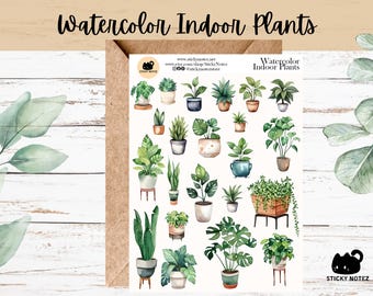 Watercolor Indoor Plants Stickers for Planners & Journals | Cottagecore Plants Decorative Junk Journal Stickers | Scrapbooking Stickers