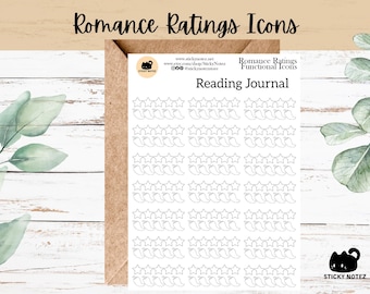 Romance Ratings Planner Stickers | Star & Spice Rating Stickers | Minimalist Functional Review Icons | Physical Planner Stickers