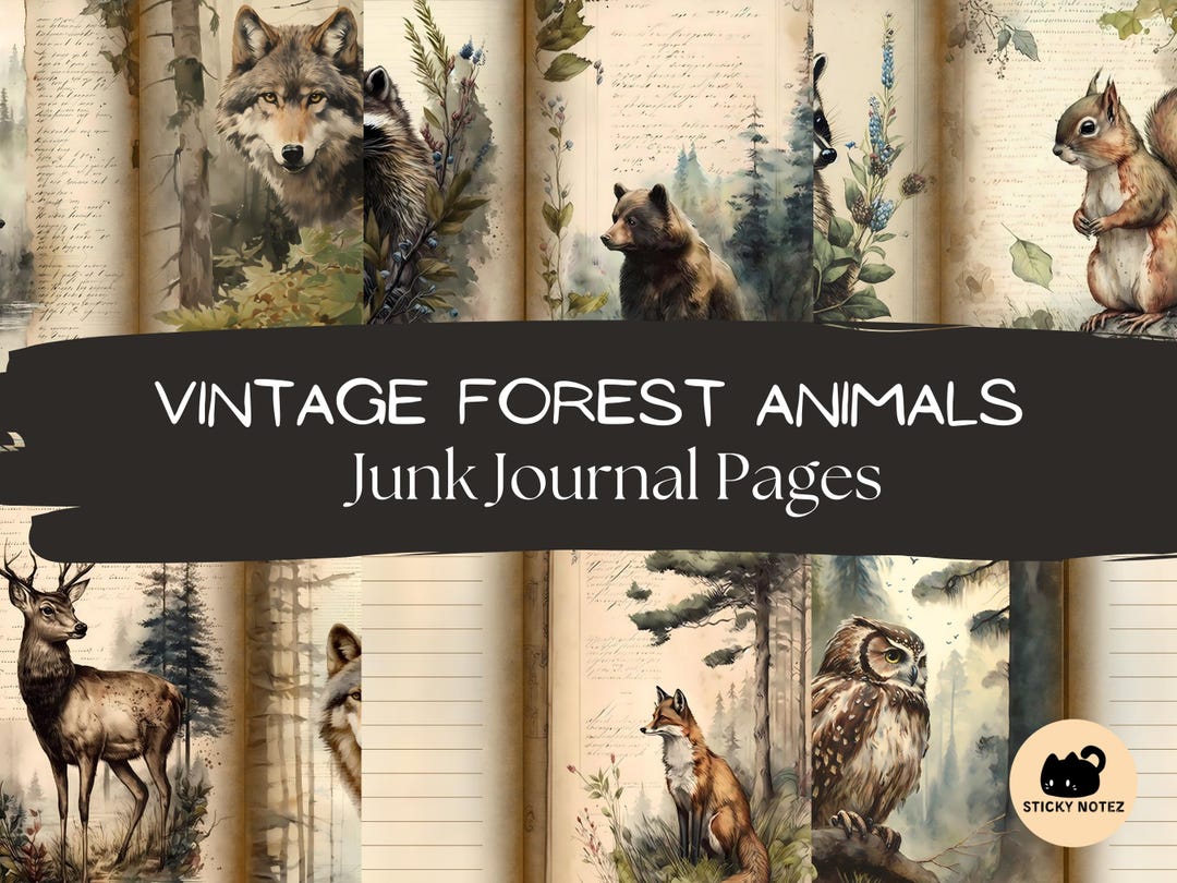 Vintage Forest Animal Junk Journal Pages | Woodland Printable ...