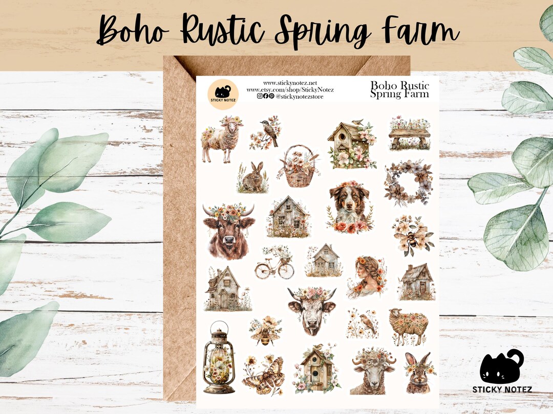 Rustic Barn Stickers Boho Rustic Farm Stickers for Planners & Journals | Spring Cottagecore ...