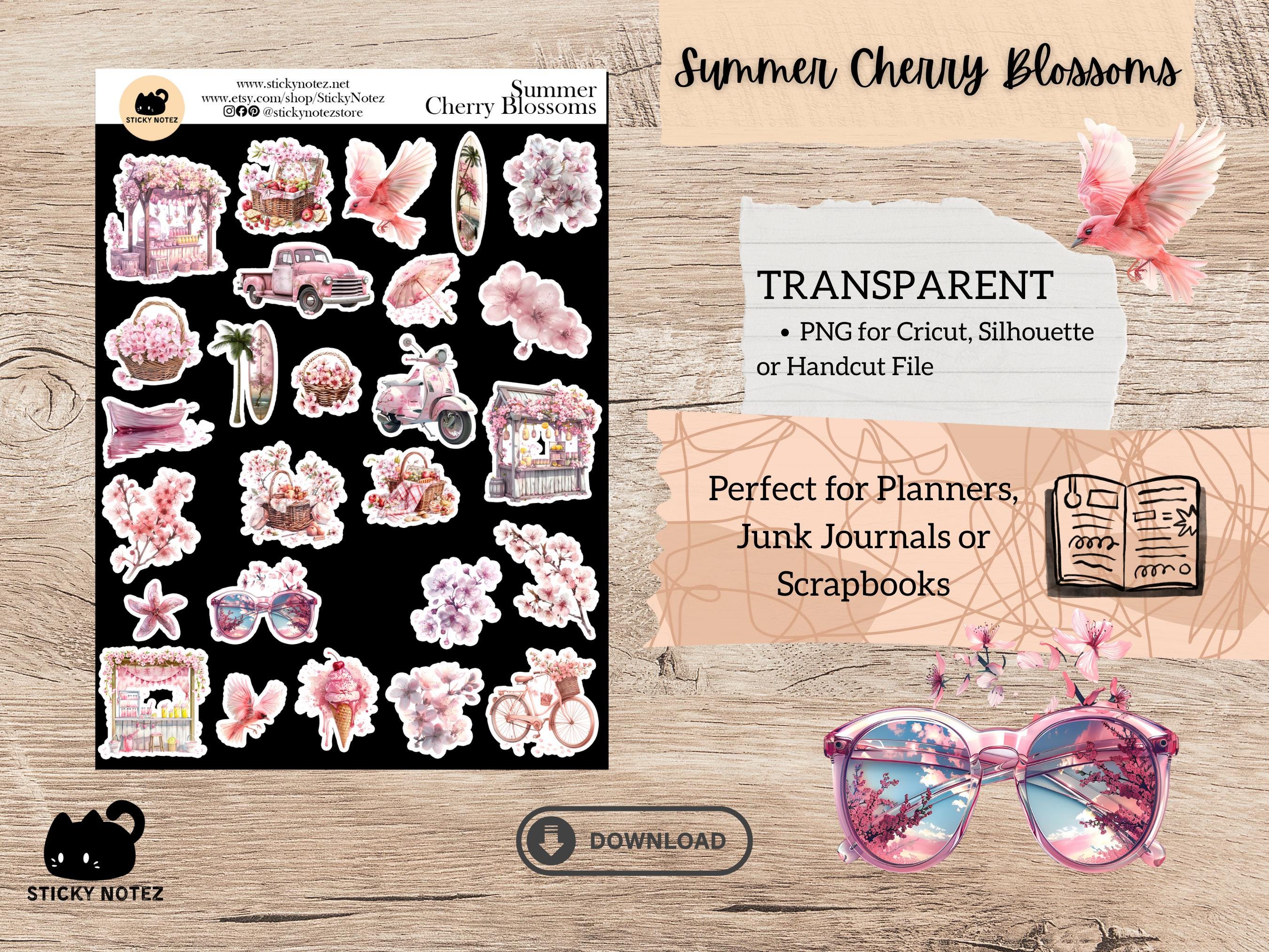 Summer Cherry Blossoms Printable Stickers for Planners & Journals ...