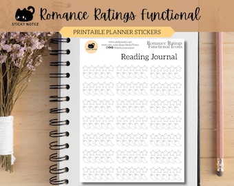 Romance Ratings Icon Printable Stickers for Planners & Journals | Functional Book and Spice Rating | Minimal Planner (Digital Download)