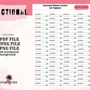 Autobetaling | Plannerstickers | Afdrukbare stickers | Planner digitale stickers | Cricut en silhouet | EG | PK | BUJO