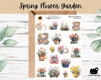 Spring Flower Garden Stickers for Planners & Journals | Floral Decorative Junk Journal Stickers | Spring Gardening Scrapbooking Stickers