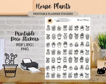 House Plants Printable Stickers for Planners & Journals | Plant Decorative Stickers | Indoor Plant Scrapbook Download