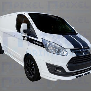 Ford Übergang Custom Bonnet & Front Quarter Stripe Bundle mit Checkers - Aufkleber-Kit von Pixel Printworks