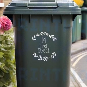 Personalised Wheelie Bin Sticker | Floral Vinyl Decal | Your Street Number | Pack of 1, 2, 3 or 4