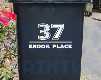 Personalised Wheelie Bin Sticker | Jedi Style | Vinyl Decal | Number and Street Name | Pack of 1, 2, 3 & 4