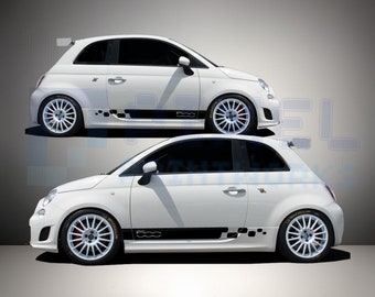 Fiat 500 Alt Checkers Side Stripe Decal – Unique Racing Vinyl Graphics by Pixel Printworks