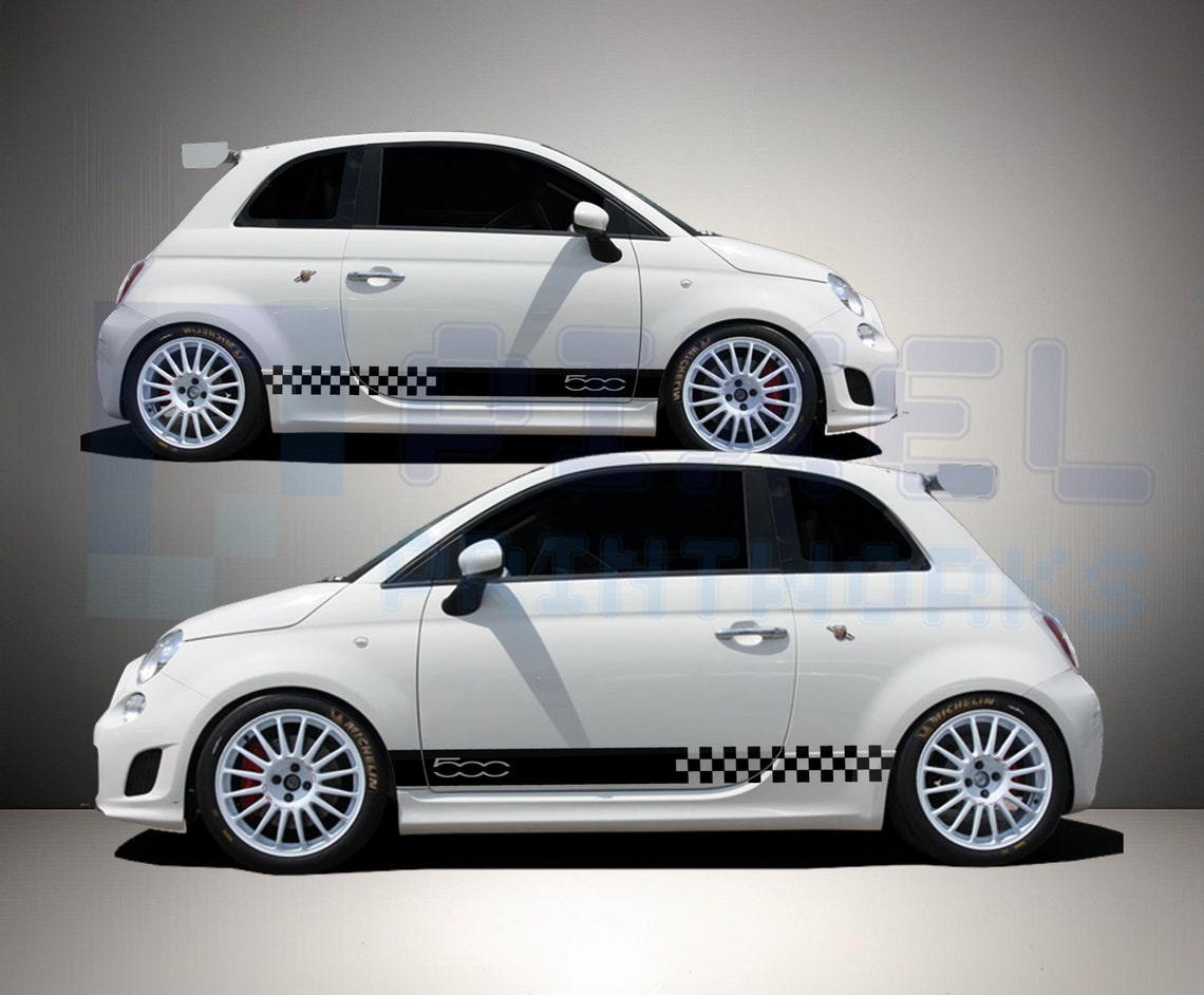 Fiat 500 Racing Chequered Stripe Decal – Sport Vinyl Side Graphic by ...