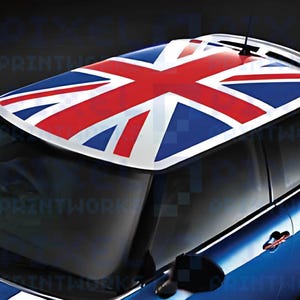 Pixel Printworks | Union Jack Roof Graphics Kit | Red & Blue | Suitable for Mini Cooper R56