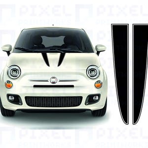 Fiat 500 Twin Bonnet Stripe Decal Kit | Sporty Vinyl Graphics for Bonnet Only | Fits Standard Fiat 500 Models | Pixel Printworks