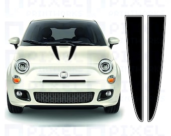 Calcomanía de vinilo con rayas para el capó del Fiat 500: Kit gráfico para capó doble de Pixel Printworks