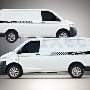 Pixel Printworks / Calcomanía de vinilo con franja lateral de Union Jack / Adecuada para VW Transporter T4, T5 y T6