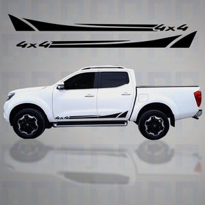 Naklejki winylowe z motywem pasków 4x4 do Nissana Navara trzeciej generacji (D23, 2014-obecnie) – grafika odporna na warunki atmosferyczne