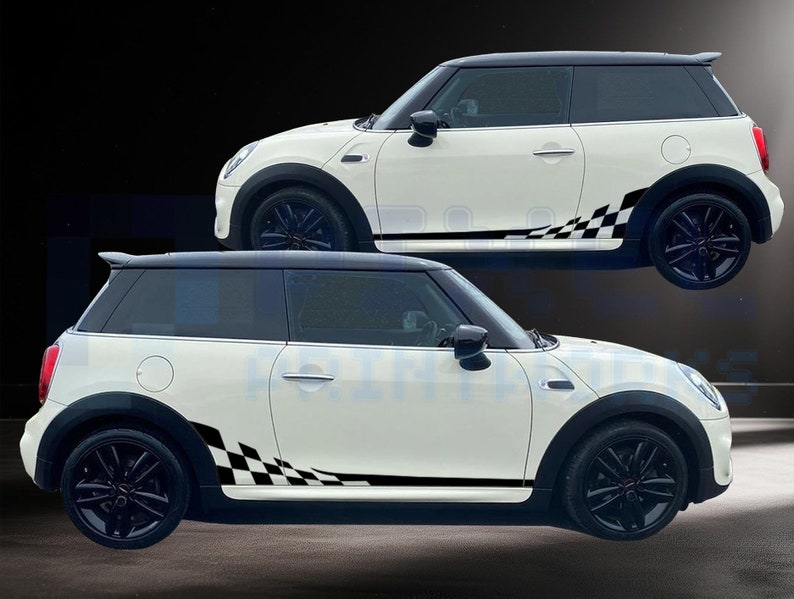 Mini Cooper Racing Rear Arch Chequered Side Stripe Decals - Vinyl ...