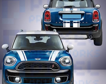 2 Strisce Adesive Per Cofano Mini Countryman - Decalcomanie Auto Decorative BD419 - Made In France