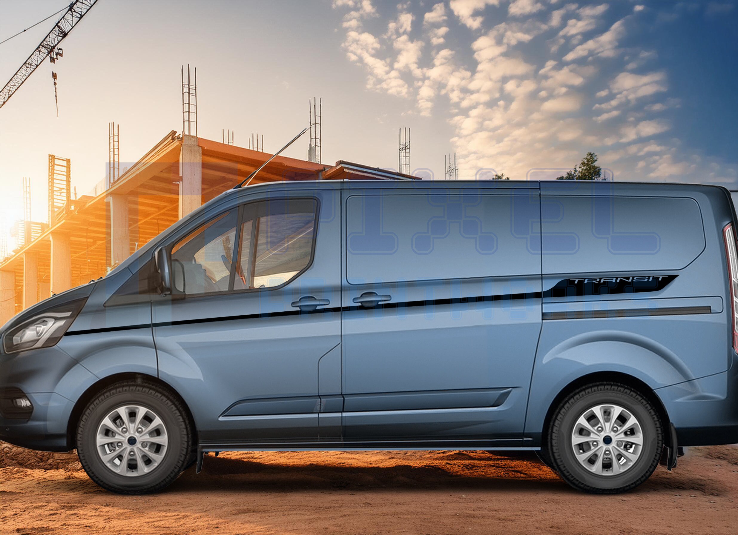 Ford Transit Custom MK8 Side Stripe Decal With TRANSIT Text - Vinyl ...