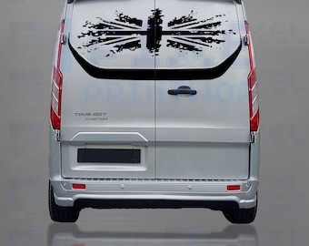 Ford Transit Custom Rear Door Union Jack Decal Kit | Vinyl Sticker Bundle for Van Graphics (2014–2023)