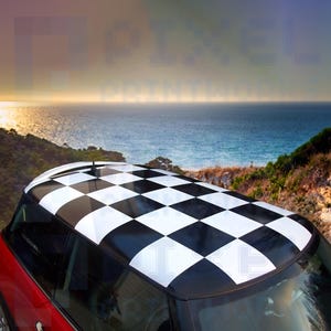 Pixel Printworks | Checkers Roof Graphics Kit | Vinyl Decal Sticker | Suitable for Mini Cooper R56