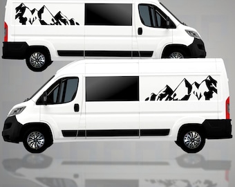 LWB Campervan Large Side Panel Mountain Decals – 2pc Scenic Vinyl Set by Pixel Printworks