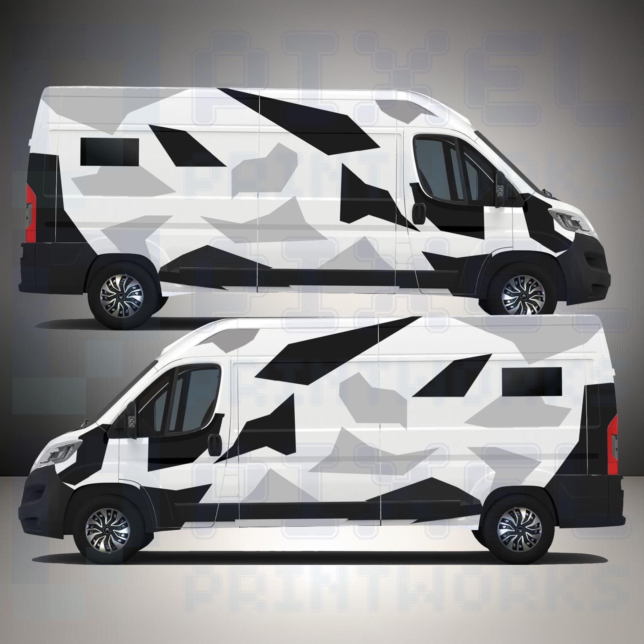 Pixel Printworks | Universal Abstract Camo Vinyl Graphics Kit | Suitable for All LWB Van Models