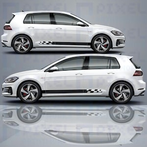 VW Golf Side Stripe Vinyl Decals – Offset Staggered Design (Fits MK6 & MK7) by Pixel Printworks