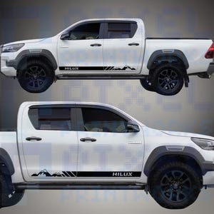 Pixel Printworks Mountains Side Stripes Vinyl Decals for 2015-2023 Toyota Hilux – Durable & Weatherproof