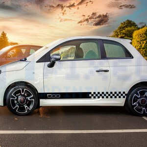 Fiat 500 Racing Chequered Stripe Decal – Sport Vinyl Side Graphic by ...