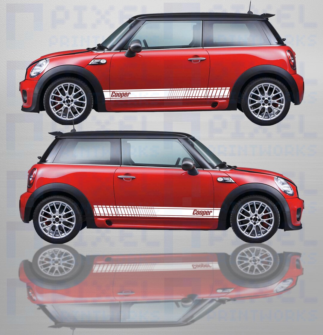 Mini Cooper Stuttered Side Stripe Decals - Vinyl Graphics Kit (2006 ...