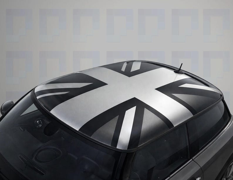 Mini Cooper Union Jack Roof Decal – Monochrome Vinyl Graphic Kit (fits ...