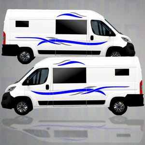 LWB Camper Vinyl Graphics Kit – 4pc Triple Wave Stripe Decal Set by Pixel Printworks