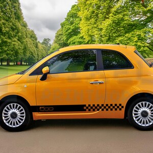 Fiat 500 Racing Chequered Stripe Decal – Sport Vinyl Side Graphic by ...