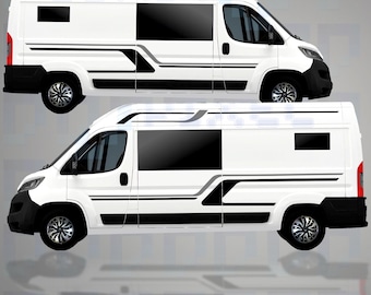 LWB Camper Vinyl Graphics Kit – 4pc Modern Line Decal Set by Pixel Printworks