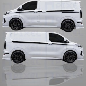 Transit Custom 2023 Full-Length Side Stripes | Thin Vinyl Decals for Van Sides | Styling Kit Pair