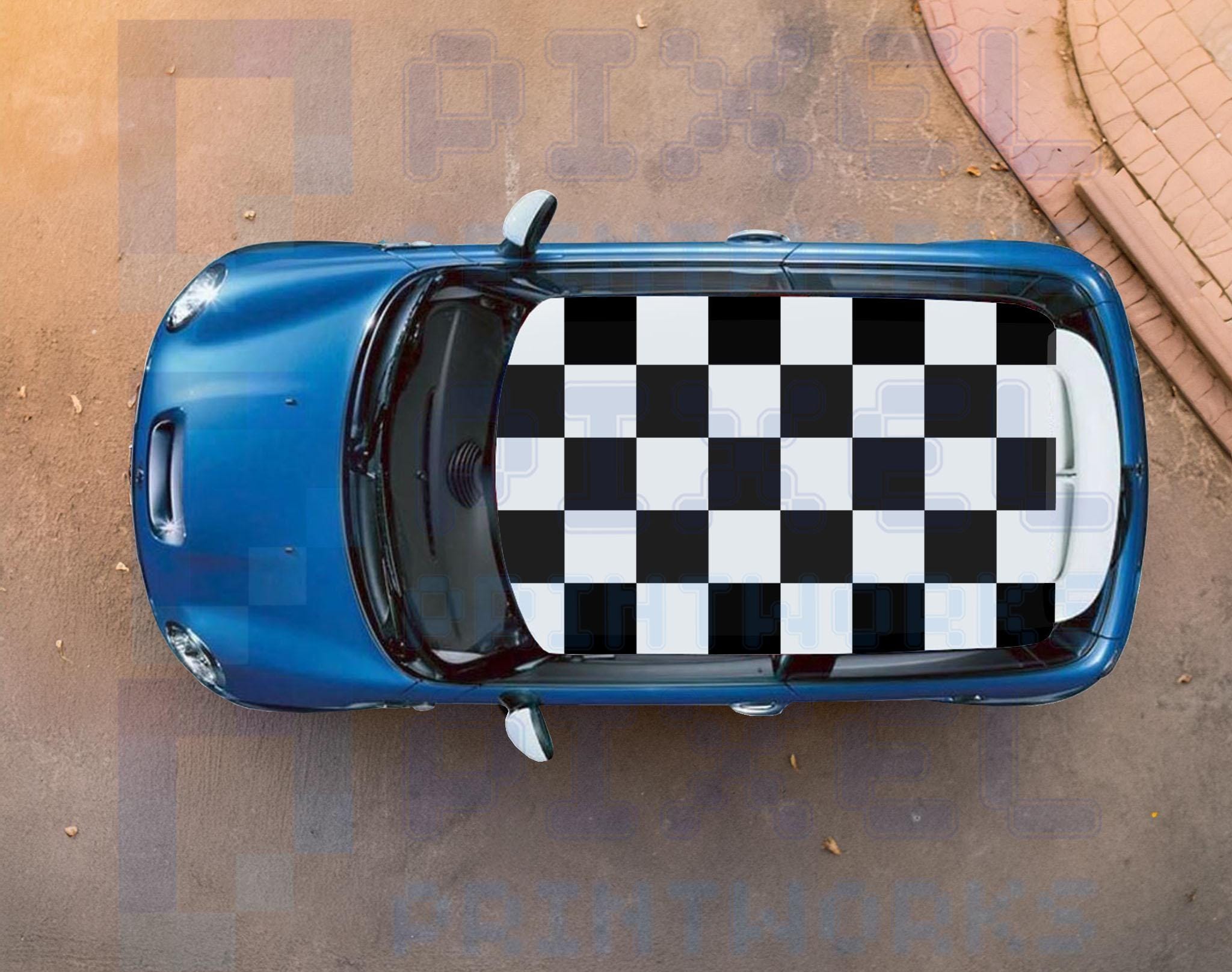 Mini Cooper Checkers Roof Decal Kit – Solid-cut Vinyl Graphic