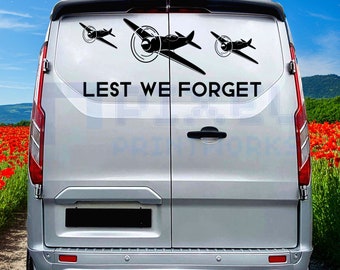 Lest We Forget 3 Planes Vinyl Graphic Decal Sicker Memorial | Suitable for Vans Caravans, Motorhomes, Campers