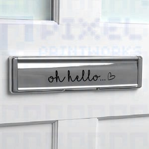 Pixel Printworks | 'Oh Hello' Vinyl Letter box Sticker – Charming & Weatherproof