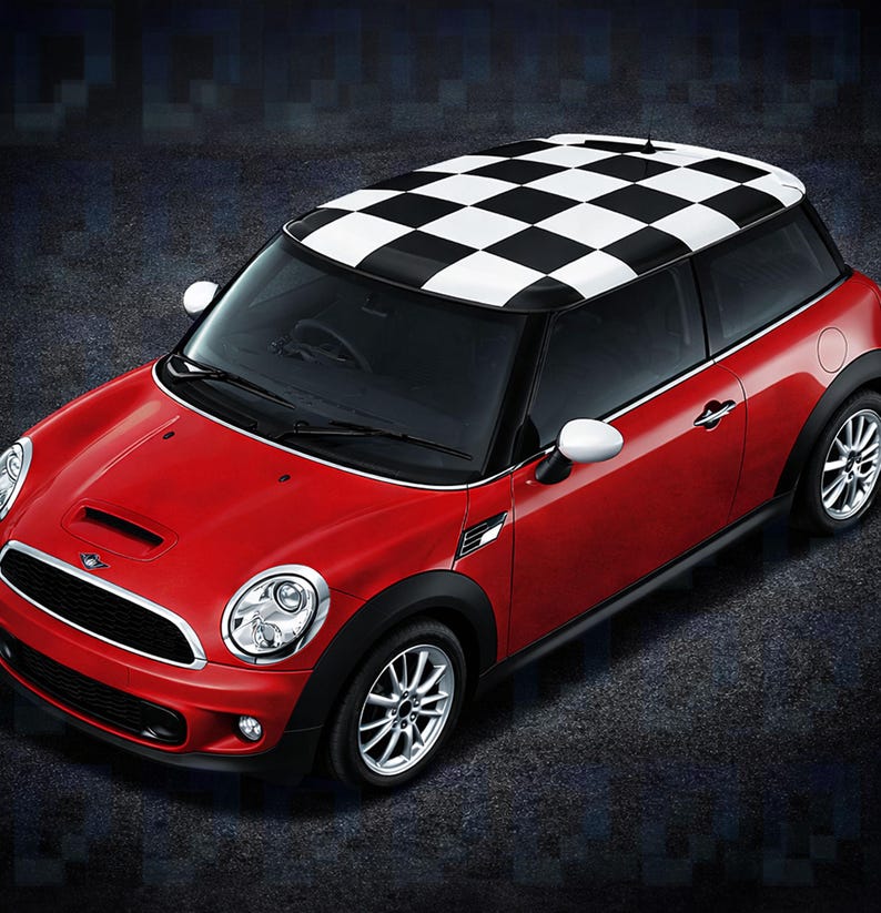 Mini Cooper Checkers Roof Decal Kit – Solid-cut Vinyl Graphic (fits R56 ...