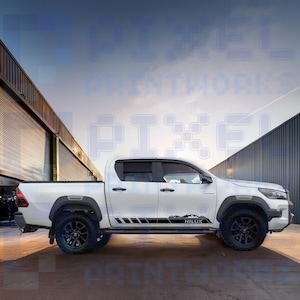 Pixel Printworks Mountains Side Stripes Vinyl Decals for 2015-2023 Toyota Hilux – Durable & Weatherproof