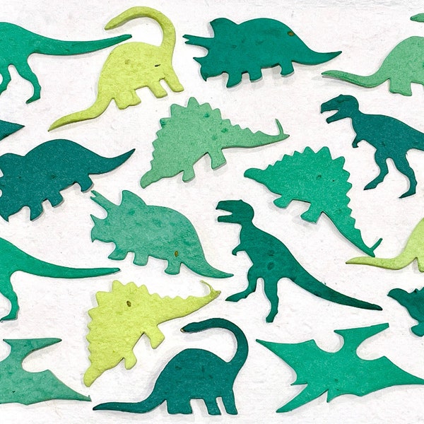 30 Seed Paper Dinosaur Birthday Party Favors - Plantable T-Rex Brontosaurus Dino