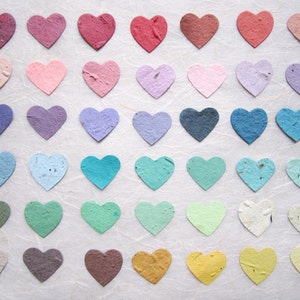 100 Flower Seed Paper Confetti Hearts Wedding Favors Red Pink Blue Green Yellow Purple and more Plantable Paper image 1