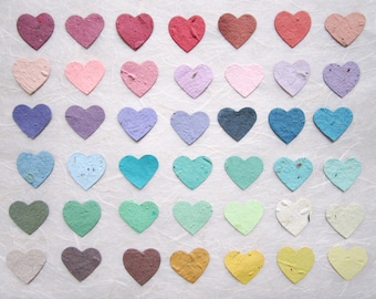 100+ Flower Seed Paper Confetti Hearts Wedding Favors - Red Pink Blue Green Yellow Purple and more - Plantable Paper