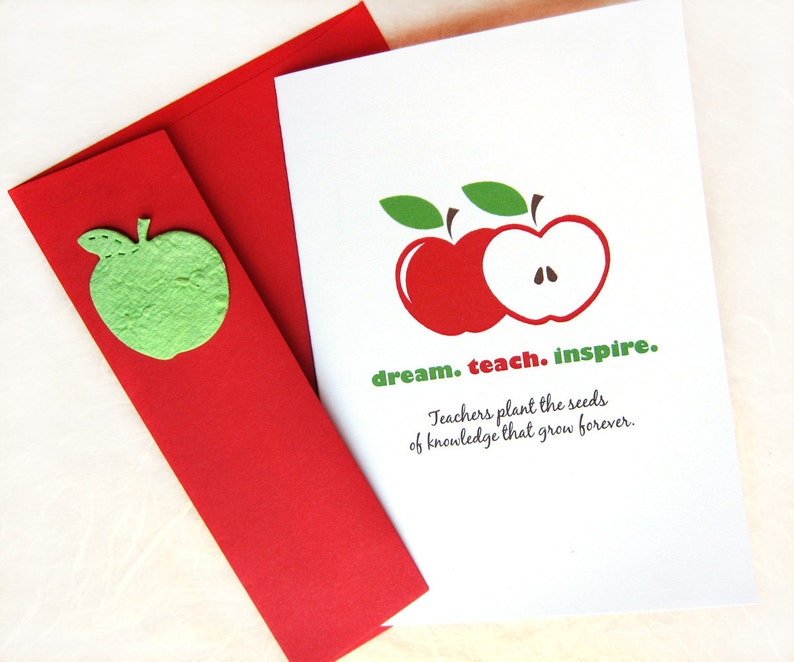 Teacher Appreciation Week Thank You Card Plantable Seed Paper Apples Personalized option image 2