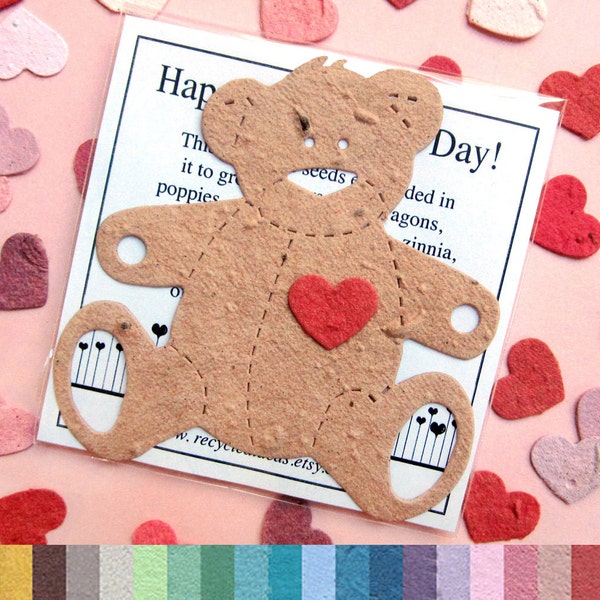 10+ Seed Paper Teddy Bear Plantable Baby Shower Favors - Flower Seed Paper Birthday Party Favors - Personalized Cards Option