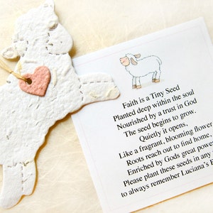 30 Seed Paper Lamb Baptism Favors Christening Favors image 2