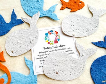 10+ Plantable Seed Paper Whale Favors - Baby Shower, Wedding