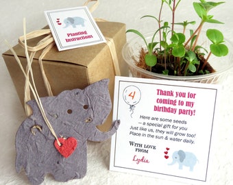 10+ Zoo Wedding Favors - Plantable Flower Seed Paper Favors with Pots - Lions Giraffes Elephants Gorillas Rhinos Hippos